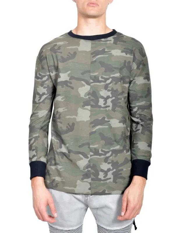 Casual Long Sleeve Camo T-shirt