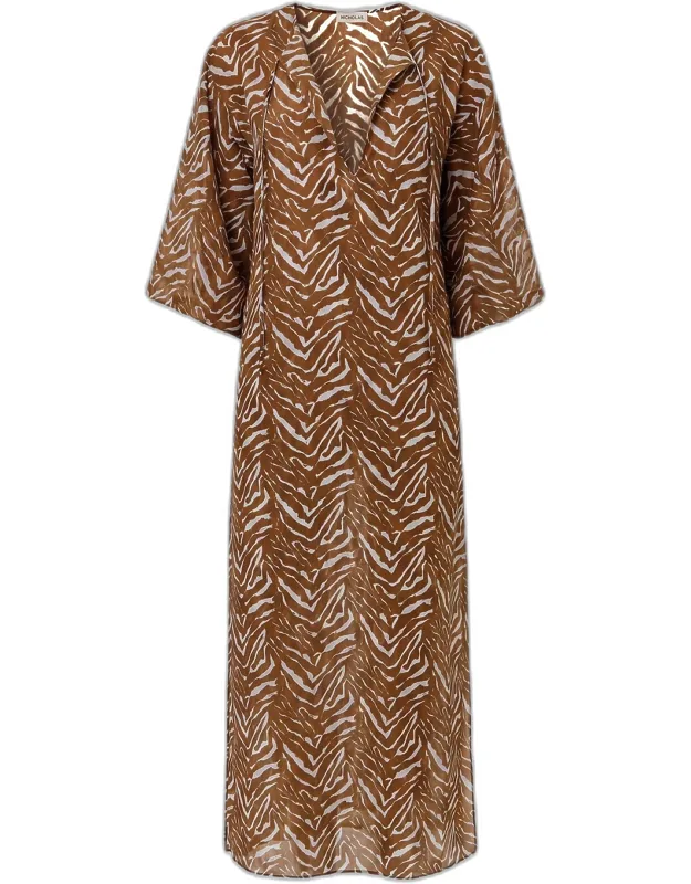 Cotton Silk Caftan Maxi Dress