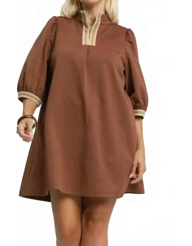 High Neck Jacquard Mini Dress
