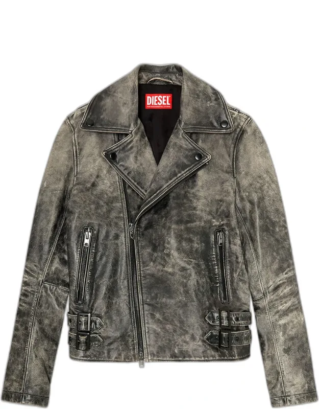 Treated Leather Biker Jacket