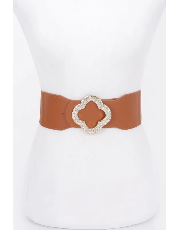 Faux Leather Metal Buckle Stretch Belt