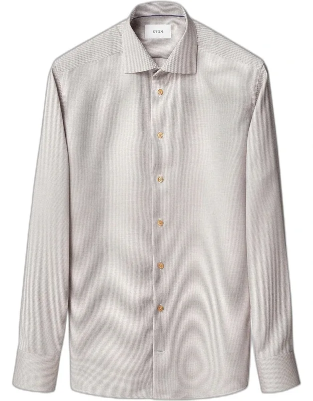 Houndstooth Contemporary-fit Cotton Twill Shirt