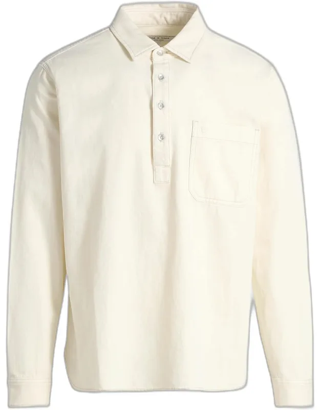 Denim Long-sleeve Polo Shirt