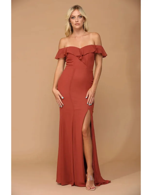 Off-shoulder Chiffon Dress