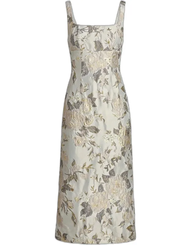 Floral Brocade Sheath Cocktail Dress