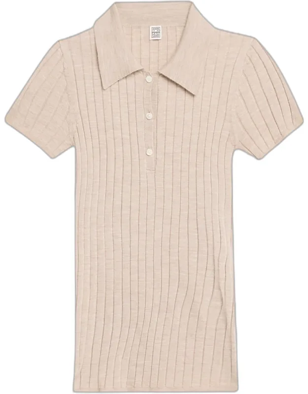 Ribbed Cashmere Silk Polo Shirt