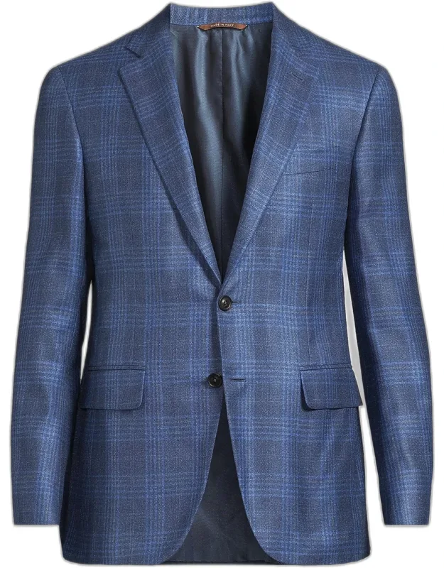 Kei Plaid Silk-cashmere Trim-fit Sport Coat