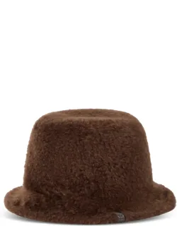 Soft Fuzzy Shearling Bucket Hat With Shiny Band