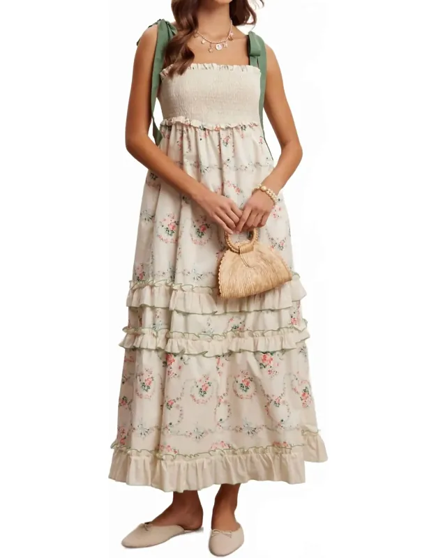 Floral Smocked Tiered Maxi Dress