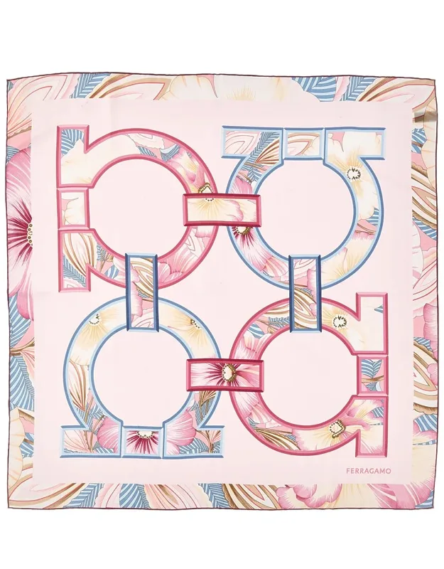 Gancini Print Silk Scarf