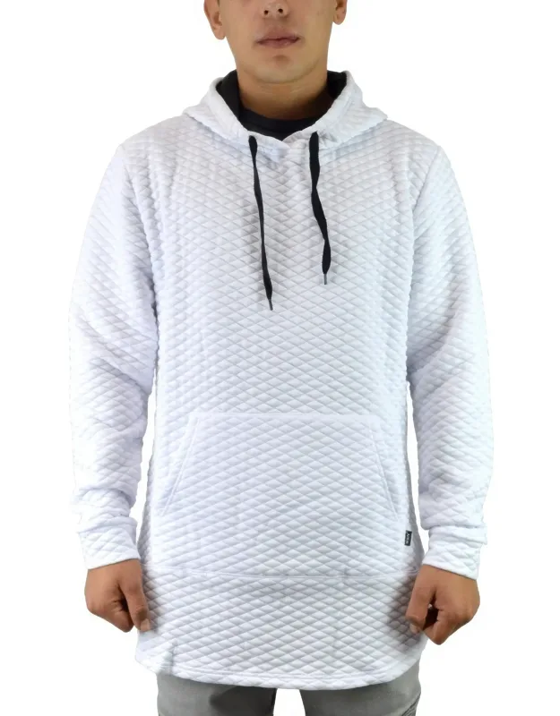 Quilted Pullover Hoodie Sweatshirt - Lightweight Fabric, Regular Fit