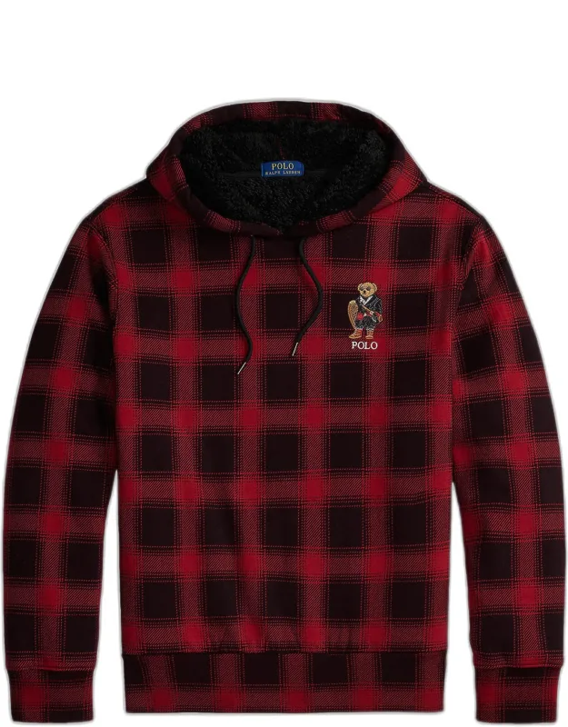 Plaid Faux-fur-lined Cotton Hoodie
