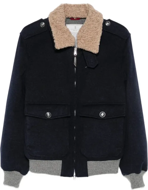 Shearling-collar Bomber Jacket