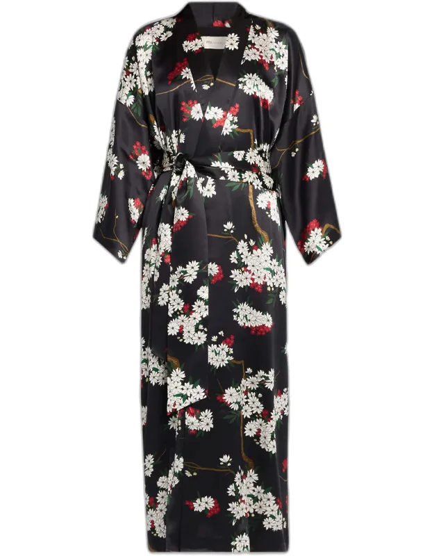 Floral-print Silk Robe