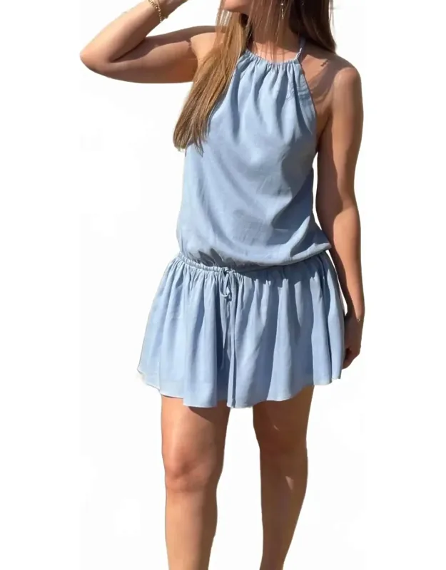 Halter Drop Waist Mini Dress