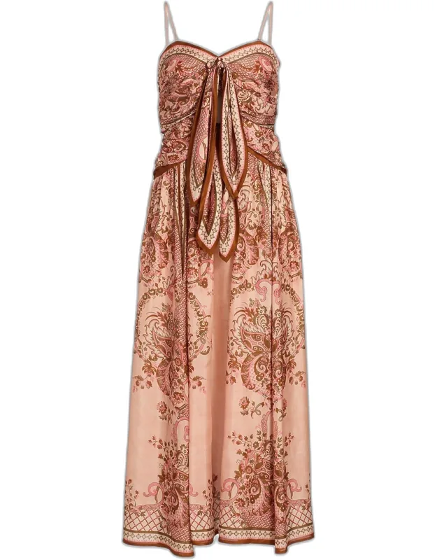 Aster Scarf Paisley Silk Midi Dress
