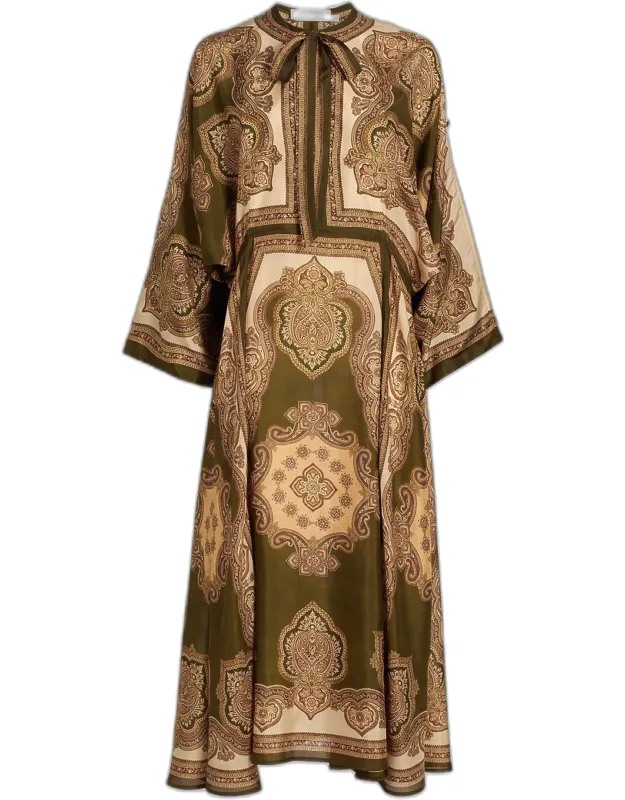 Mahon Paisley Silk Tunic Midi Dress