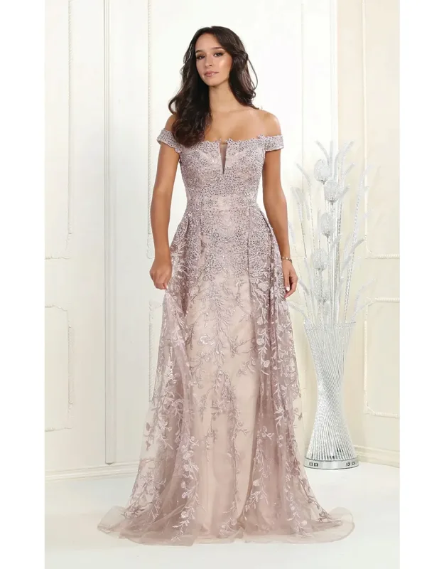 Embroidered Off Shoulder Sheath Dress