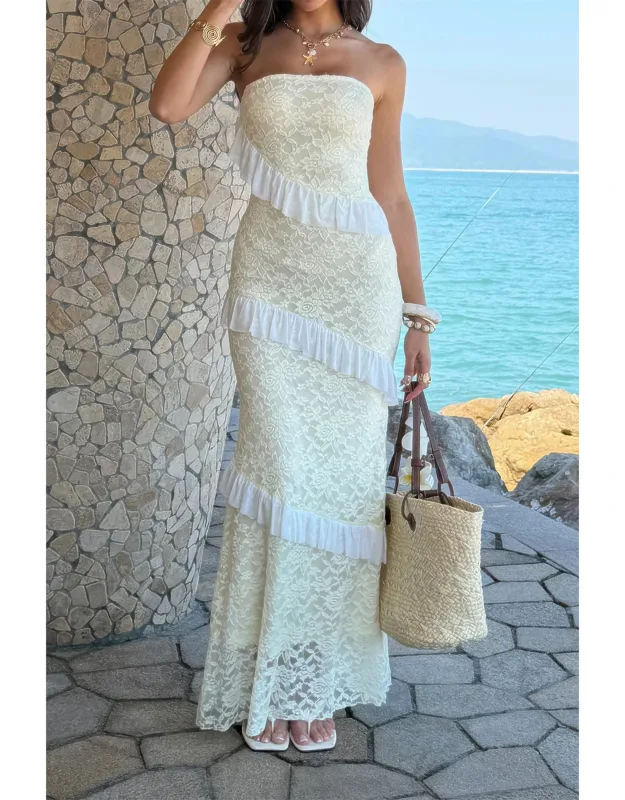 Off Shoulder Bodycon Lace Maxi Dress