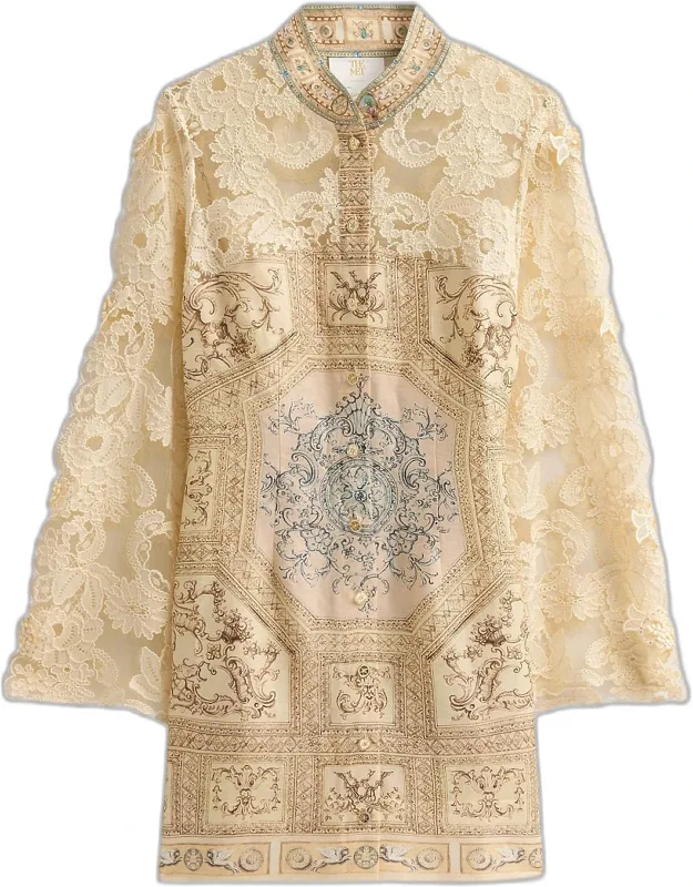 Mixed-media Lace Mini Dress