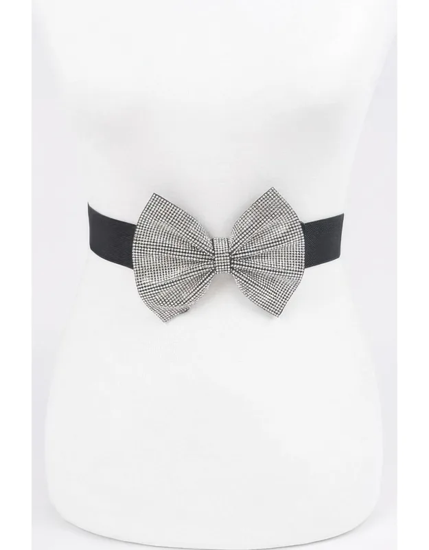 Rhinestone Ribbon Elastic Belt - Slim Design, Sparkling Finish
