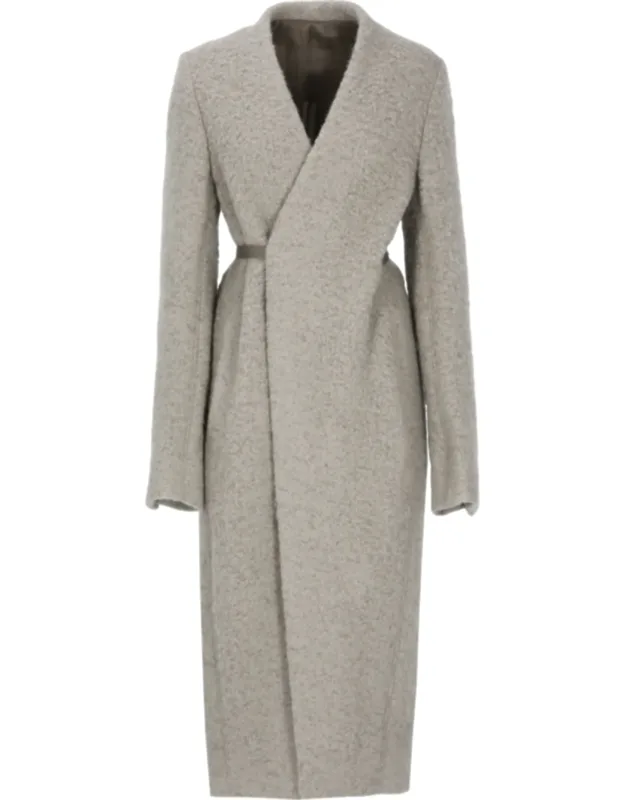Textured Wrap Coat With Lace Closure