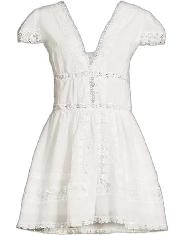 Lace-trimmed Cotton Mini Dress