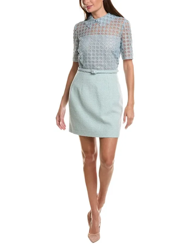 Geo Petal Tweed Silk-lined Wool-blend Mini Dress
