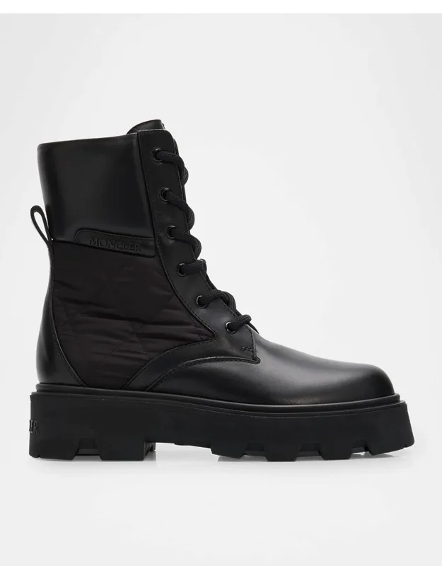 Quilted-inset Leather Ankle Boots