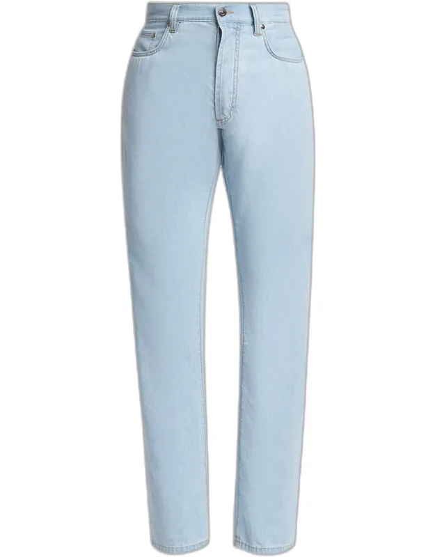Bleached Denim Straight-leg Jeans