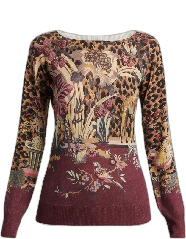 Paisley-print Silk-cashmere Crewneck Sweater