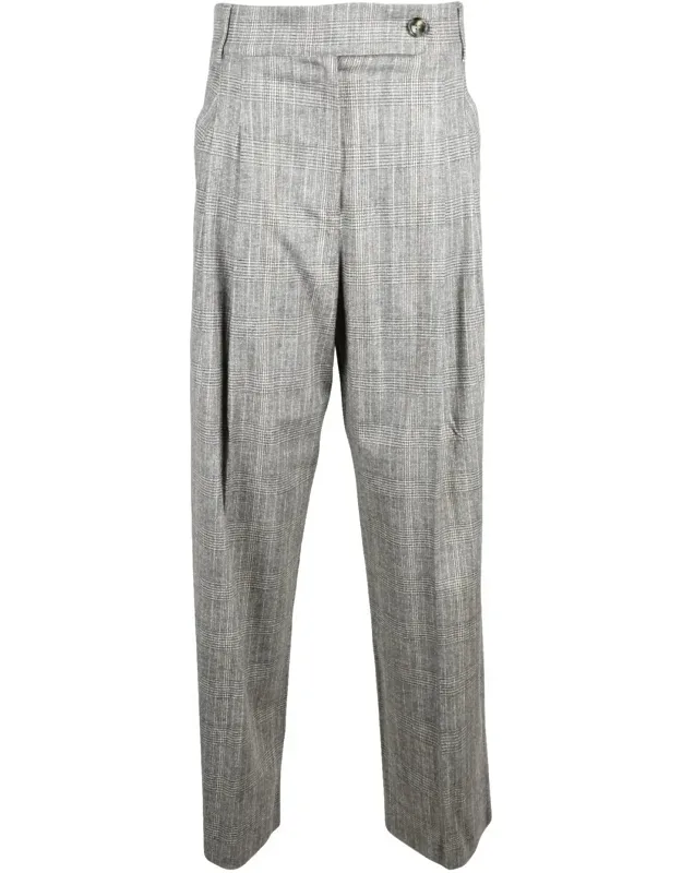 Tailored Trousers With Subtle Checkered Pattern