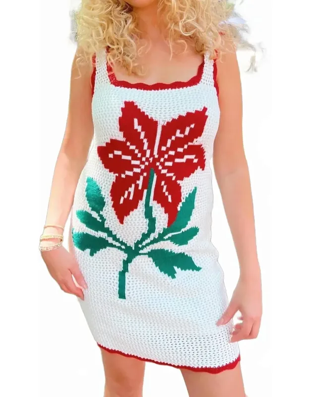 Flower Knit Mini Dress