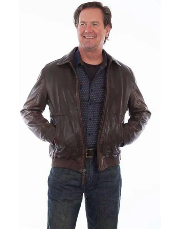 Rugged Lamb Zip-front Leather Jacket