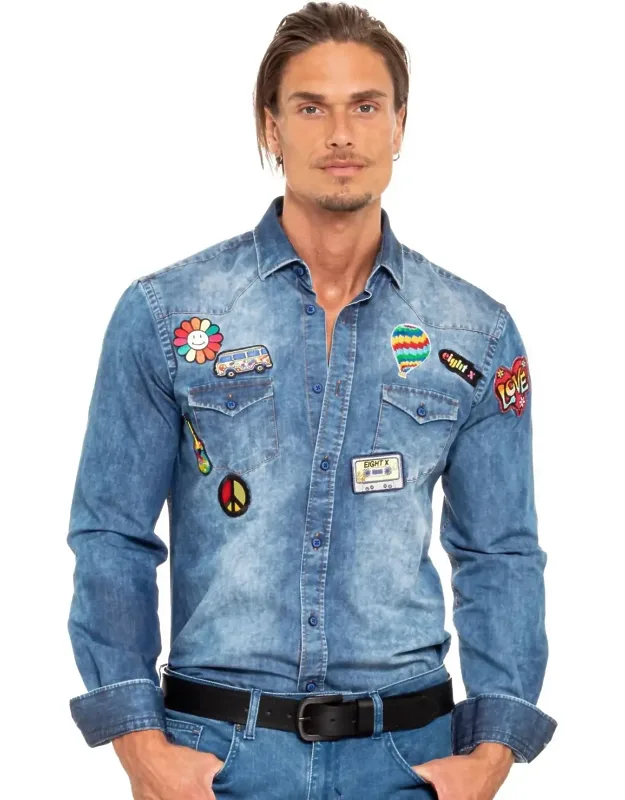Patched Denim Shirt