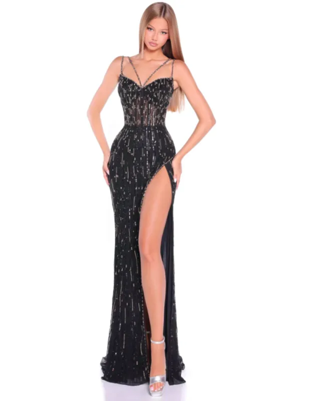 Strappy Detail V-neck Sparkle Dress