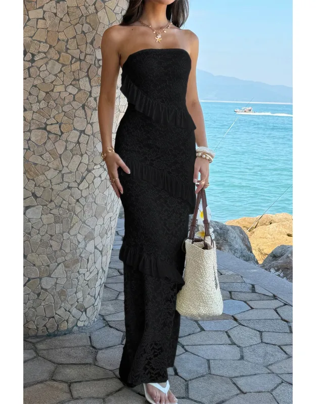 Off Shoulder Bodycon Lace Maxi Dress