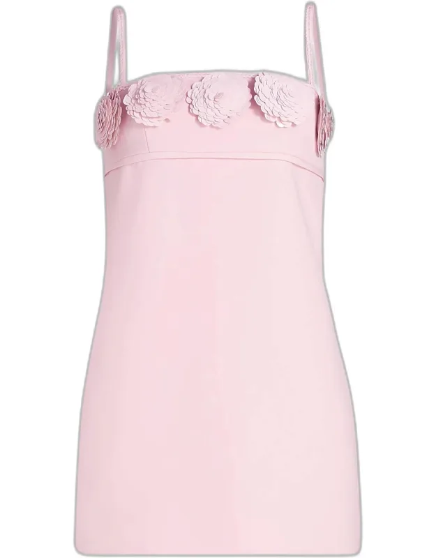 Floral-appliqué Mini Dress