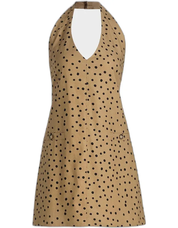 Polka Dot Linen-blend Mini Dress