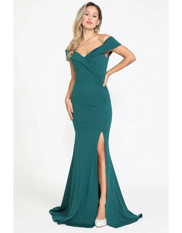 Simple Off Shoulder Bridesmaid Prom Long Dress