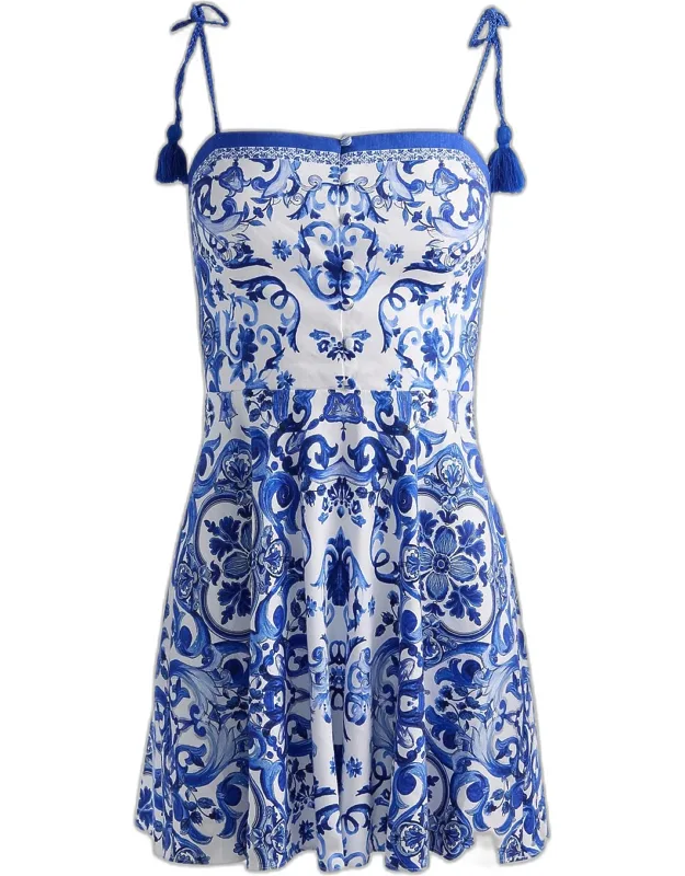 Glinda Tassel Linen-blend Mini Dress