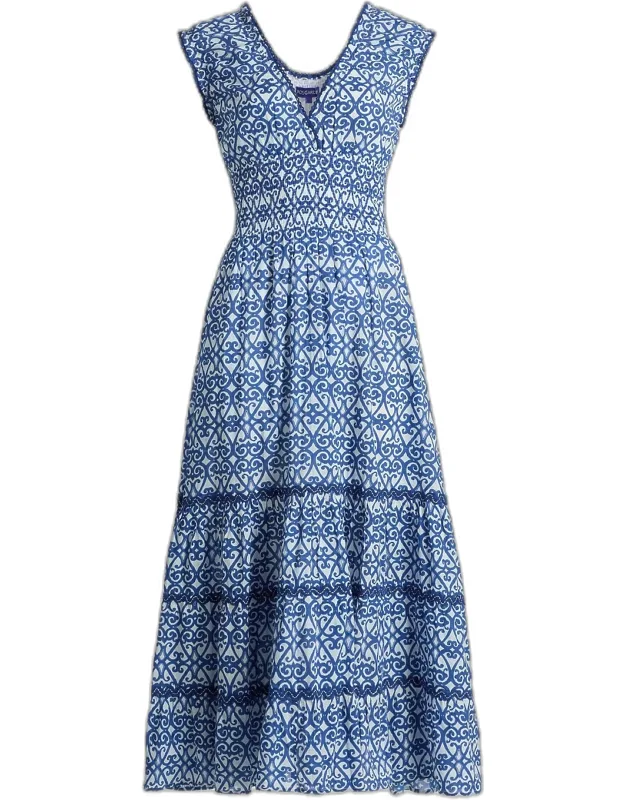 Printed Cotton Midi Dress