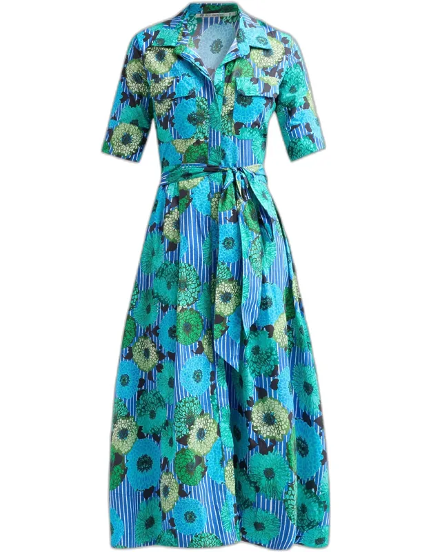 Sutton Floral Tie-waist Midi Shirtdress