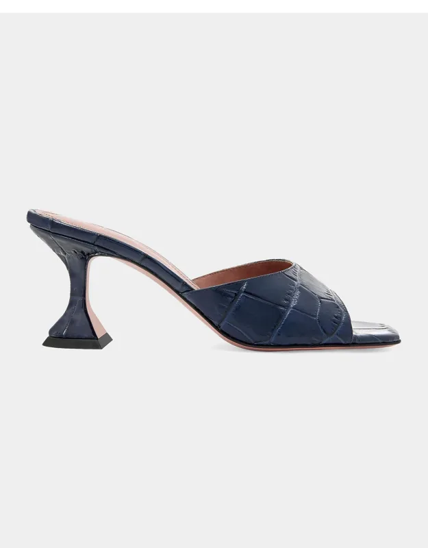 Croc-embossed Leather Sandals