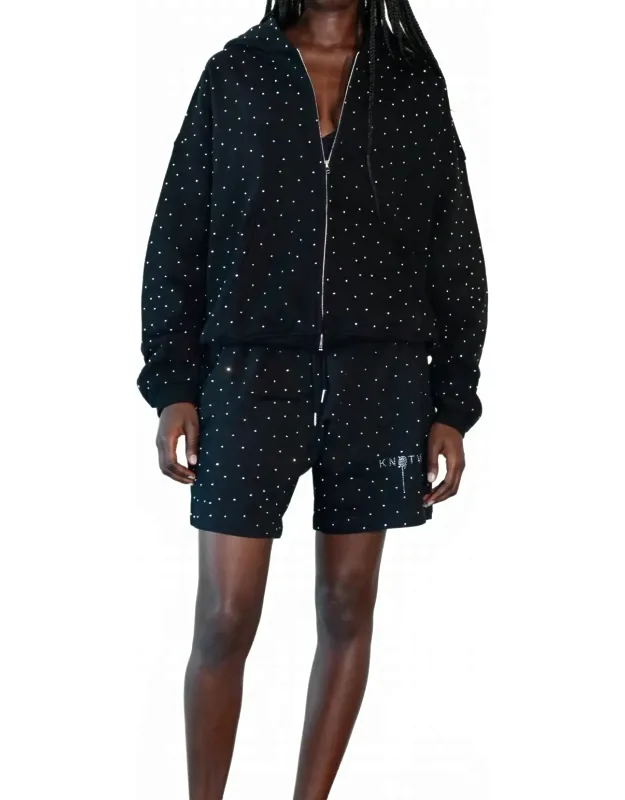 Rhinestone Zip-up Hoodie