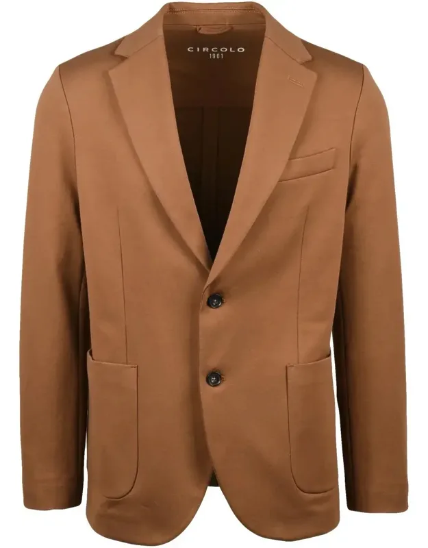 Fitted Jacket With Classic Lapel And Patch Pockets