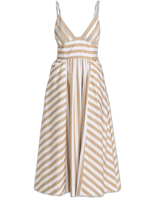 Striped Cotton Midi Dress