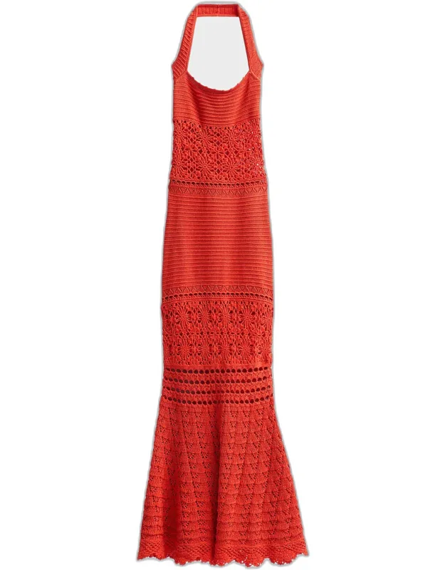 Crocheted Halter Maxi Dress