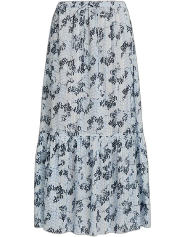 Olina Printed Cotton A-line Maxi Skirt