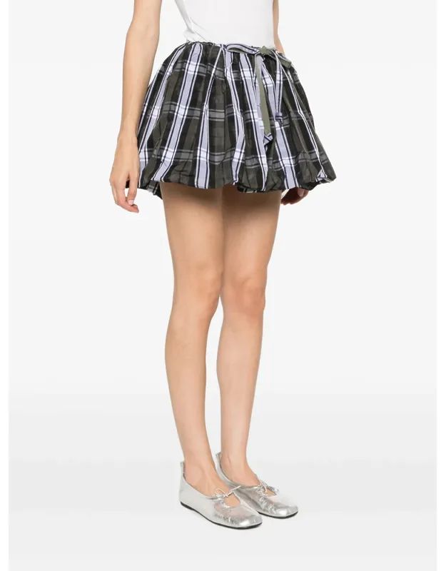 Tartan-print Bubble-hem Skirt